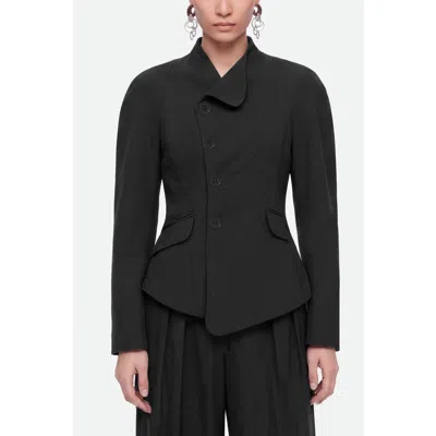 Nocturne Double Breasted Stand Collar Jacket In Black
