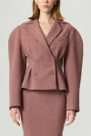 Nocturne Double-breasted Tailored Blazer In Burgundy