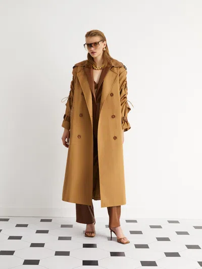 Nocturne Double-breasted Trench Coat In Brown