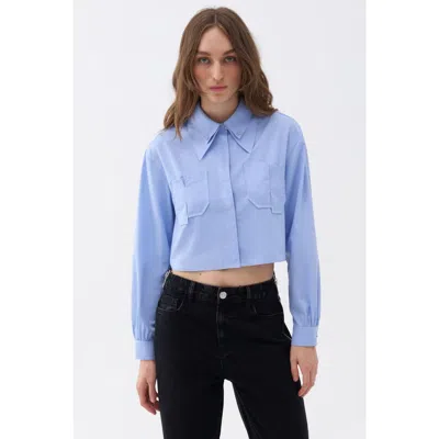 Nocturne Double Collar Cotton Button-up Shirt In Blue