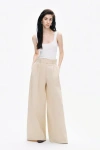 Nocturne Double Pleated Pants In Beige