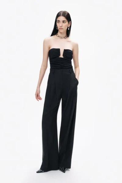 Nocturne Drape-designed Crop Top In Black