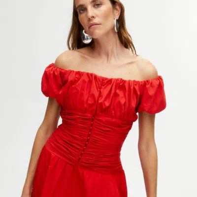 Nocturne Drape Midi Dress In Red