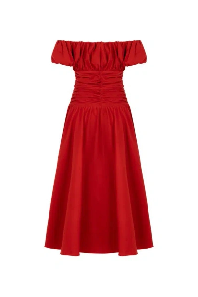 Nocturne Drape Midi Dress In Red