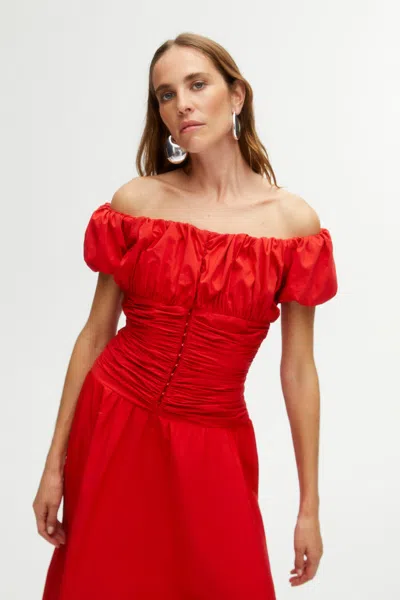 Nocturne Drape Midi Dress In Red