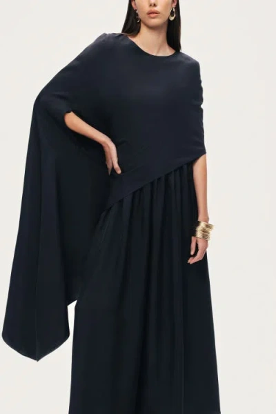 Nocturne Draped Cape Blouse In Black