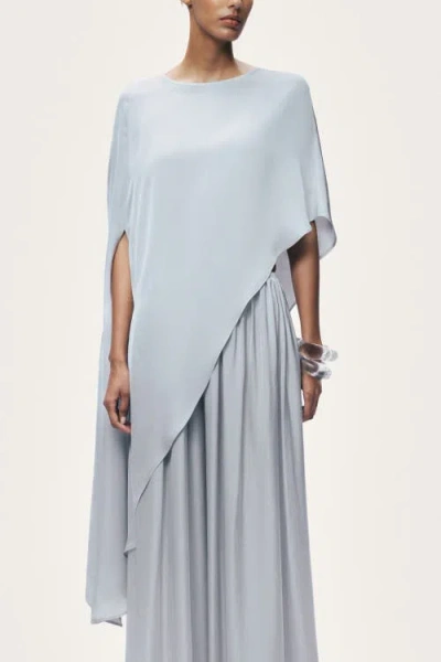 Nocturne Draped Cape Blouse In Gray