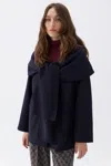 Nocturne Draped Coat With Front Tie Detail