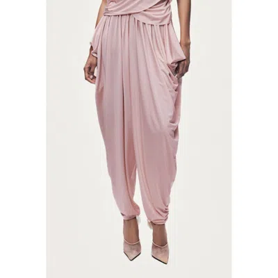 Nocturne Draped Elastic Waist Harem Trousers In Pink