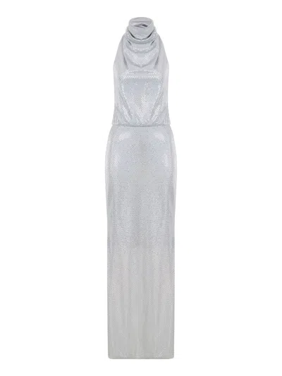 Nocturne Draped Front Dress In Silver