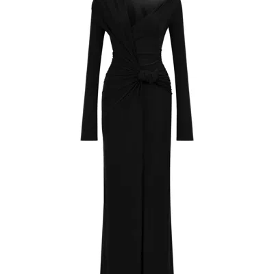 Nocturne Draped Long Dress In Black