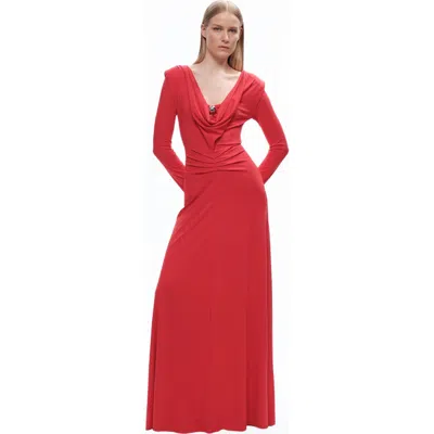 Nocturne Draped Maxi Dress In Red