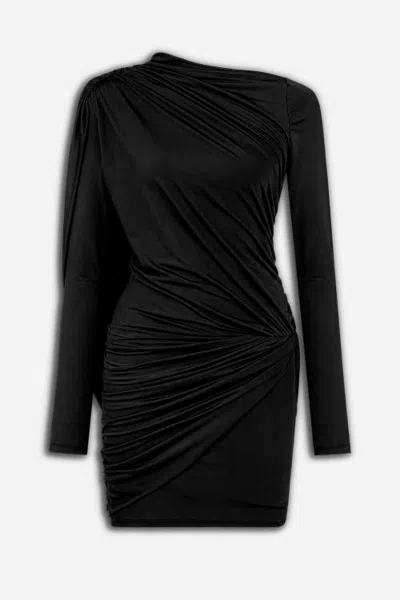 Nocturne Draped Mini Dress In Black