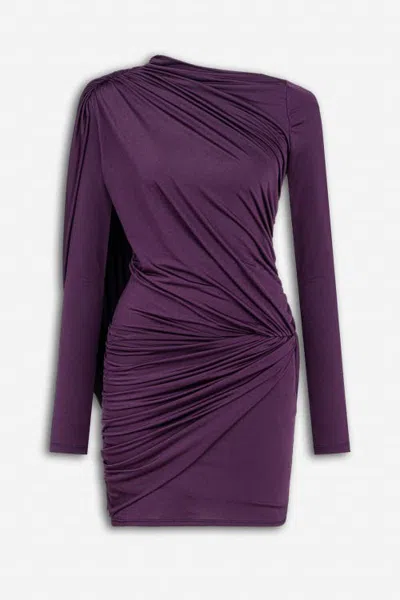 Nocturne Draped Mini Dress In Purple