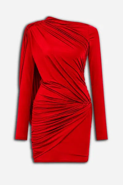 Nocturne Draped Mini Dress In Red