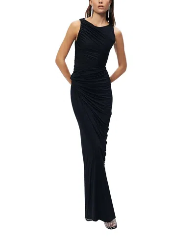 Nocturne Draped Sleeveless Maxi Dress In Black