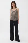 Nocturne Draped Top In Grey