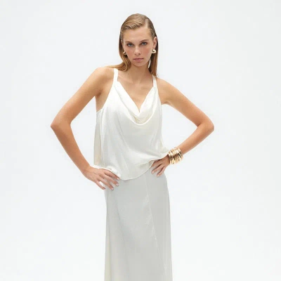 Nocturne Draped Top In Ecru