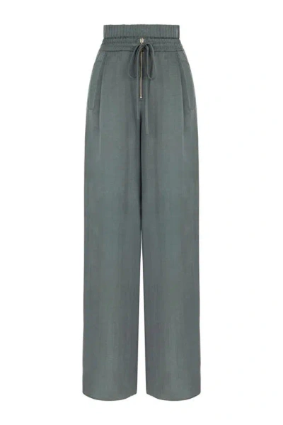 Nocturne Draped Wide Leg Trousers In Grey