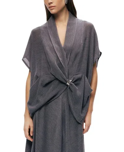 Nocturne Draped Wrap Blouse In Gray