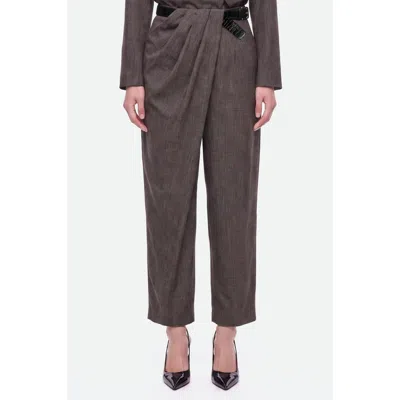 Nocturne Draped Wrap Front Trousers In Brown
