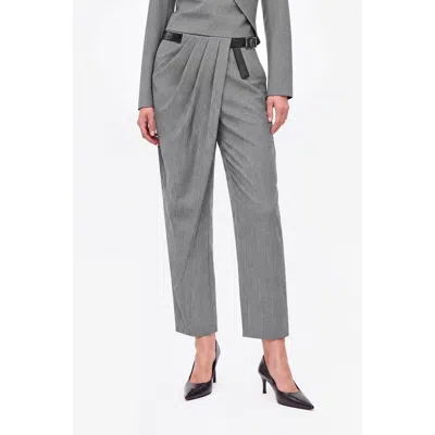 Nocturne Draped Wrap Front Trousers In Gray