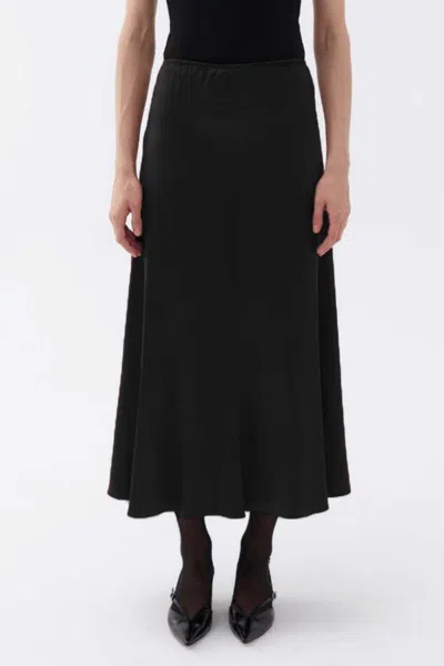 Nocturne Elastic Waist Midi Skirt In Black