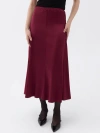 Nocturne Elastic Waisted Midi Skirt In Burgundy