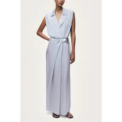 Nocturne Embellished Belt-detail Maxi Dress In Gray