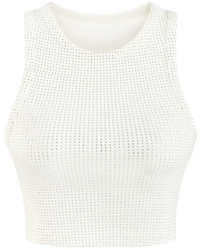 Nocturne Embellished Crop Top In White
