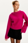 Nocturne Embellished Knit Sweater In Fuchsia