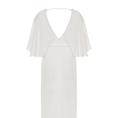 Nocturne Embellished V-neck Dress In White