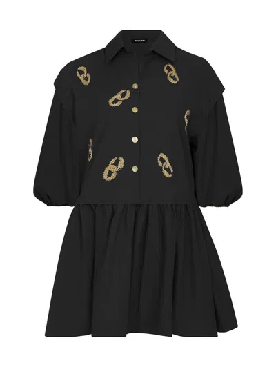 NOCTURNE EMBROIDERED BALLOON SLEEVE DRESS