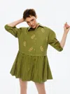 NOCTURNE EMBROIDERED BALLOON SLEEVE DRESS