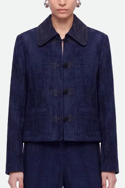 Nocturne Embroidered Collar Chenille Jacket In Blue