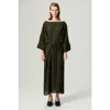 Nocturne Embroidered Crinkle-knit Kimono Maxi Dress In Brown