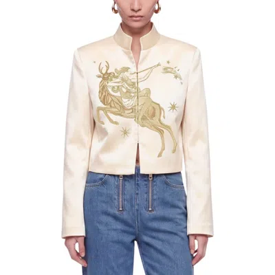 Nocturne Embroidered Cropped Jacket In Neutral