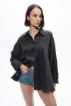 Nocturne Embroidered Flowy Shirt In Black