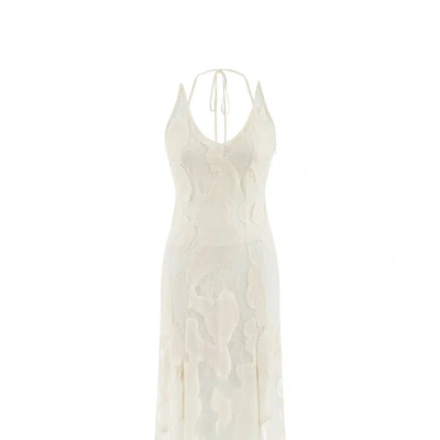 Nocturne Embroidered Long Dress In White