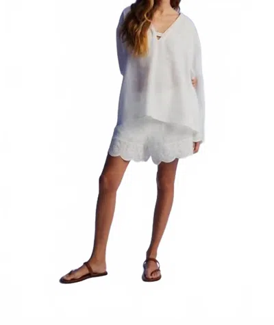 Nocturne Embroidered Long Sleeve Blouse In Stone In White