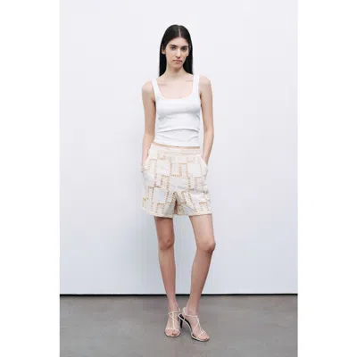 Nocturne Embroidered Mini Shorts In Ivory