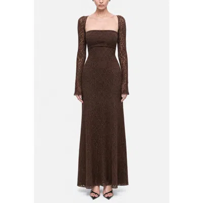 Nocturne Eyelet Lace Maxi Dress In Brown