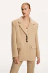 Nocturne Faux Fur Double-breasted Jacket In Beige
