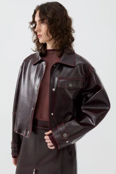 Nocturne Faux Leather Cropped Jacket In Black