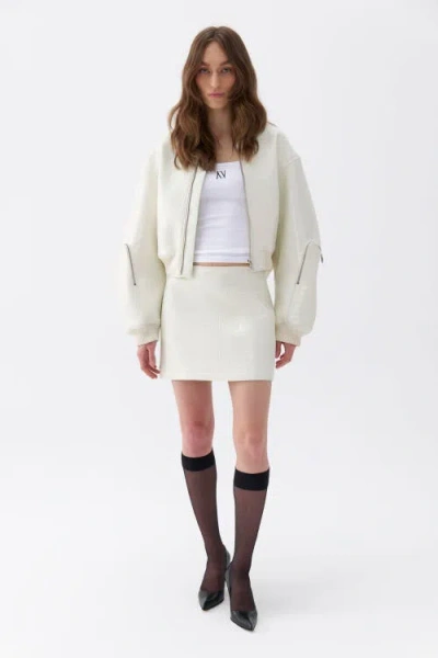 Nocturne Faux Leather Mini Skirt In Ivory