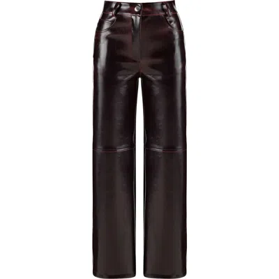 Nocturne Faux Leather Pants In Burgundy