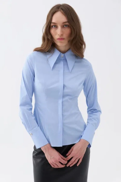 Nocturne Fitted Button-up Shirt In Blue