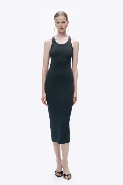 Nocturne Fitted Maxi Dress In Anthracite