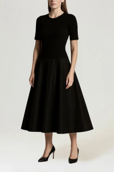 Nocturne Flared Midi Dress In Black