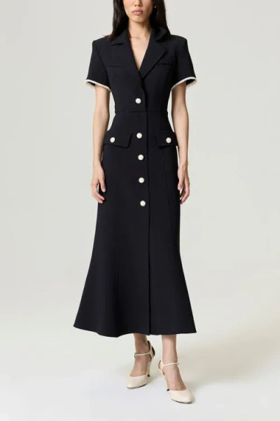 NOCTURNE NOCTURNE FLORAL BUTTON DETAILED MAXI DRESS